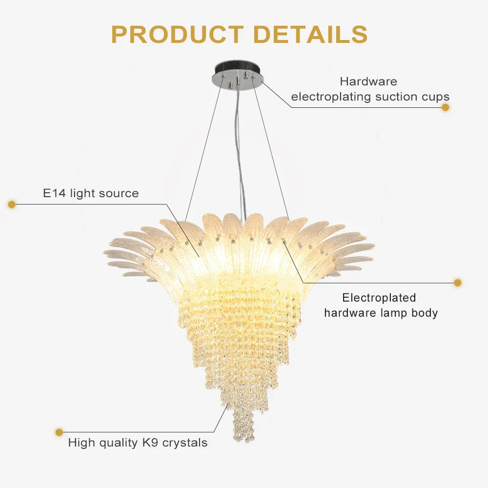 Gold LED Chandelier Light Dia85cm Living Room