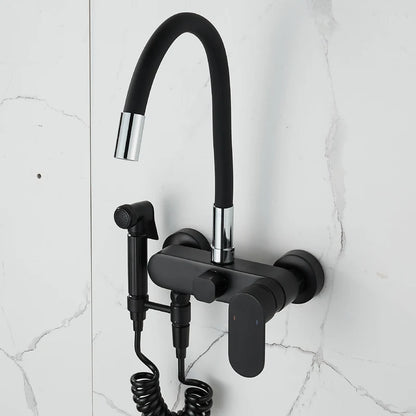 Matte Black Kitchen Faucet Wall Mounted