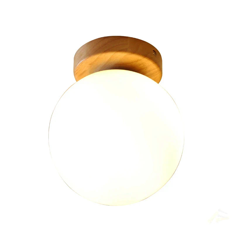 Decorbites™ Glasball-LED-Deckenleuchte auf Holzsockel