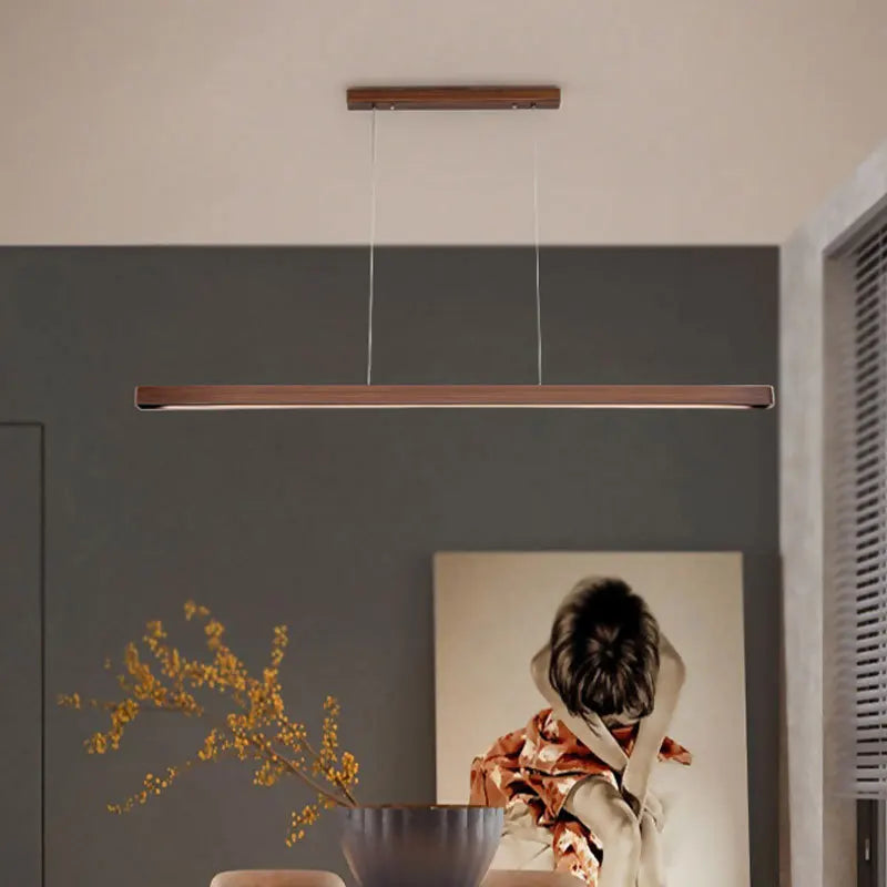 Decorbites™ Dimmbare Holz-Pendant-Lampe: Langer Streifen Minimalistisches Hängendes Innenbeleuchtung