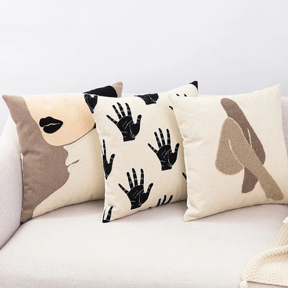 Decorbites™ Bestickte Baumwoll-Kissenbezug im nordischen Ins-Stil, abstraktes Design