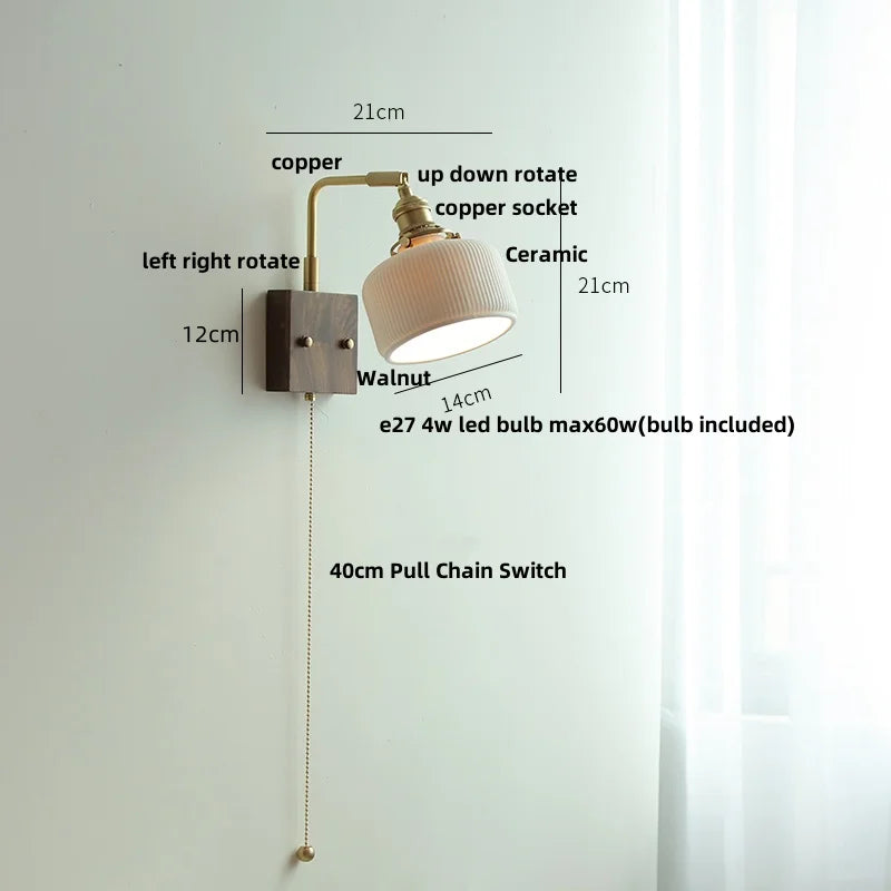 Ceramic Walnut Wall Sconce