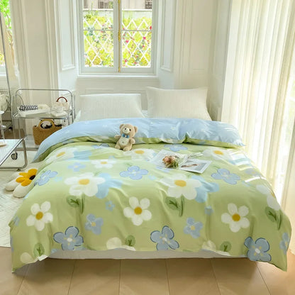 Decorbites™ Baumwoll-Bettbezug 240x220 King-Size Blumenmuster Steppdeckenbezug