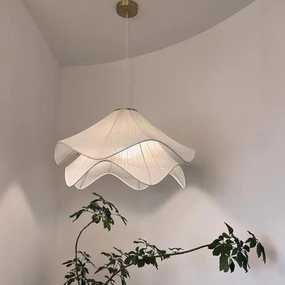 DecorBites™ Cream Fabric LED Pendant Lights - Nordic Minimalist Style Chandelier for Home Decor