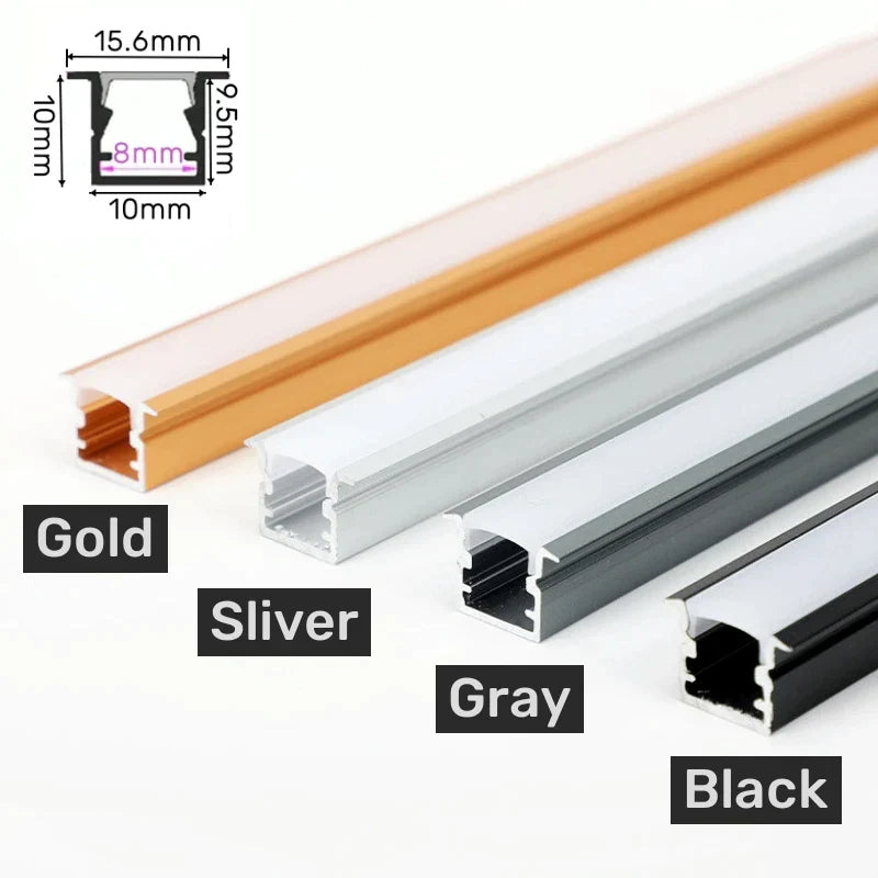 Decorbites™ LED Aluminium-Profil Einbauprofil U/YW-Form Versteckter Kanal Milchglasabdeckung Leuchtenschiene