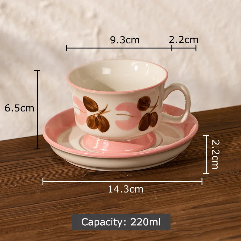 Decorbites™ Blumenmuster Keramik-Tasse- und Untertassenservice Vergoldeter Kaffee-Tee-Becher Saftbehälter