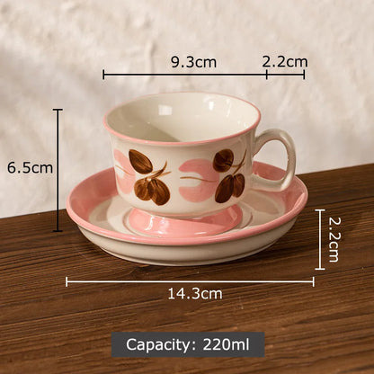 Decorbites™ Blumenmuster Keramik-Tasse- und Untertassenservice Vergoldeter Kaffee-Tee-Becher Saftbehälter