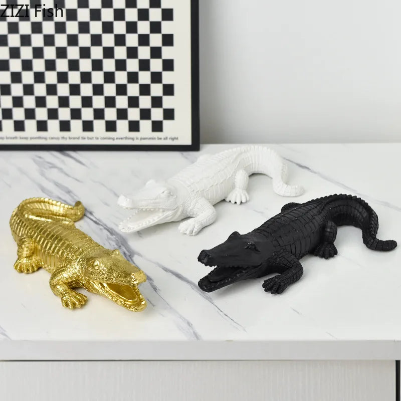 DecorBites™ Crocodile Resin Sculpture Desk Decoration: Creative Ornaments for Aesthetic Home Decor