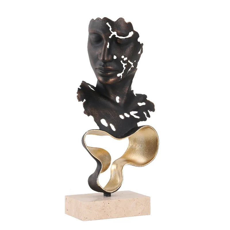 Decorbites™ Geometrische Abstrakte Gesicht Metallstatue Figurine Heimdekoration