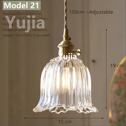 Vintage Green Glass Pendant Light With Brass Details