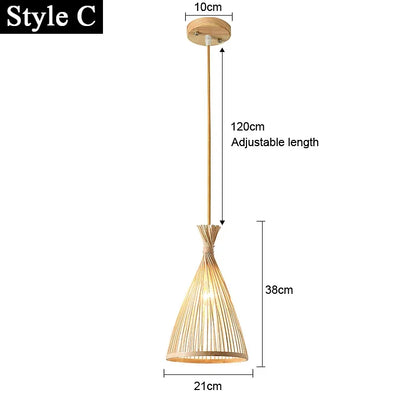 Japanese Bamboo Woven Pendant Light in Natural Finish