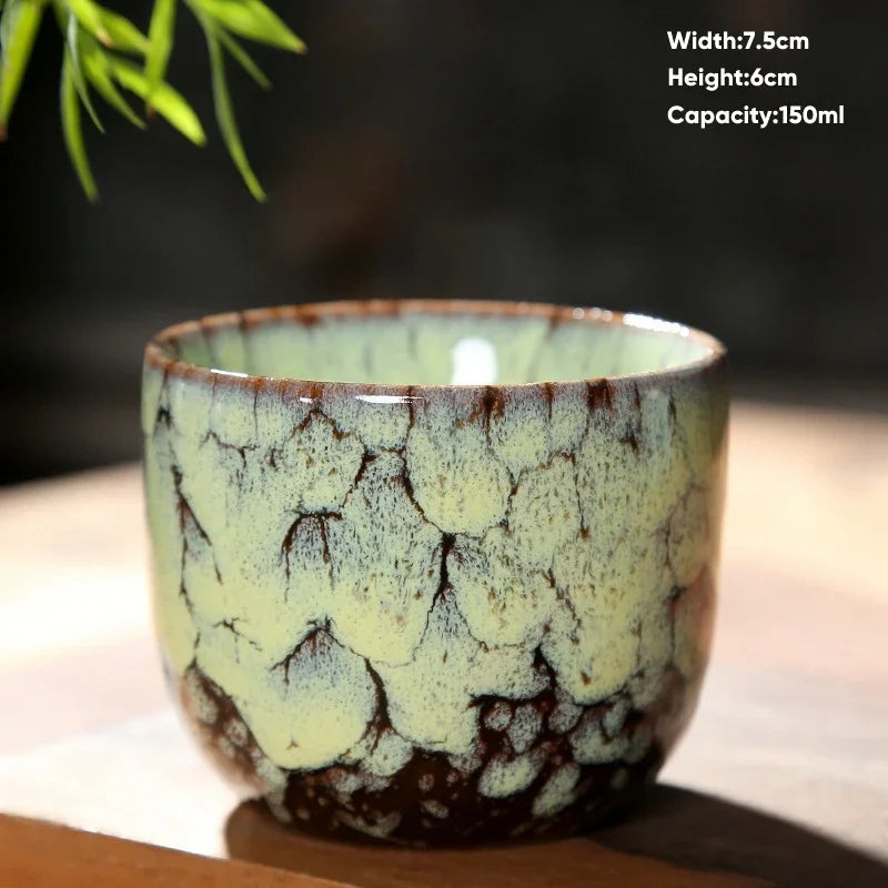 Decorbites™ Japanische Ofenverwandlungs-Keramik-Teebecher Espressotasse Kaffeetasse Töpferei Kung-Fu-Teetasse