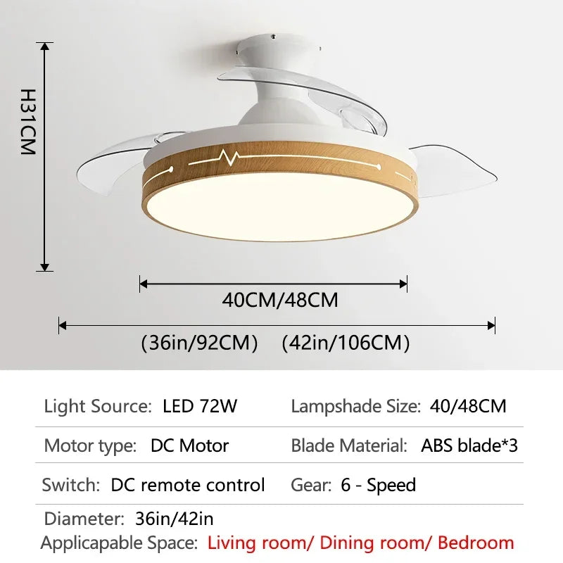 DecorBites™ DC Motor Ceiling Fan Light Control for Bedroom Restaurant Living Room