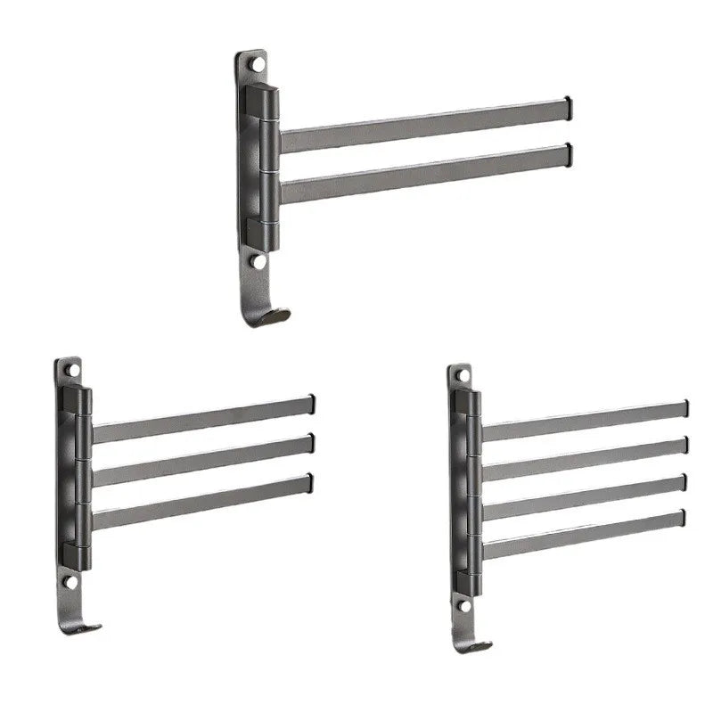 Decorbites™ Grauer Aluminium-Drehhandtuchhalter: Wandmontierter klappbarer Badehandtuchhalter
