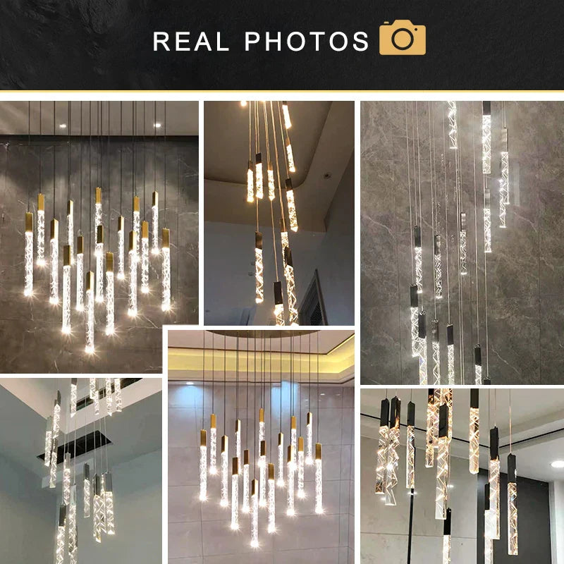 DecorBites™ Crystal Circular Staircase Chandelier for Villa Duplex Foyer Decoration