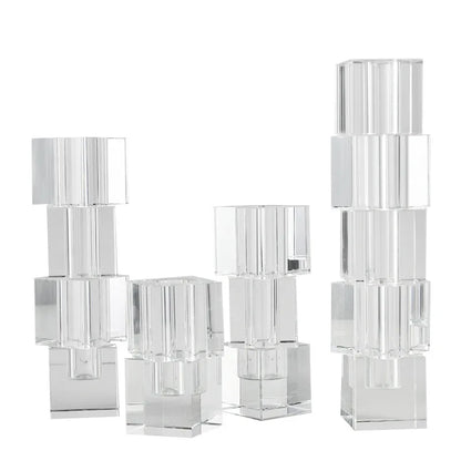 DecorBites™ Geometric Glass Vase Stack for Home Decor & Flower Arrangement