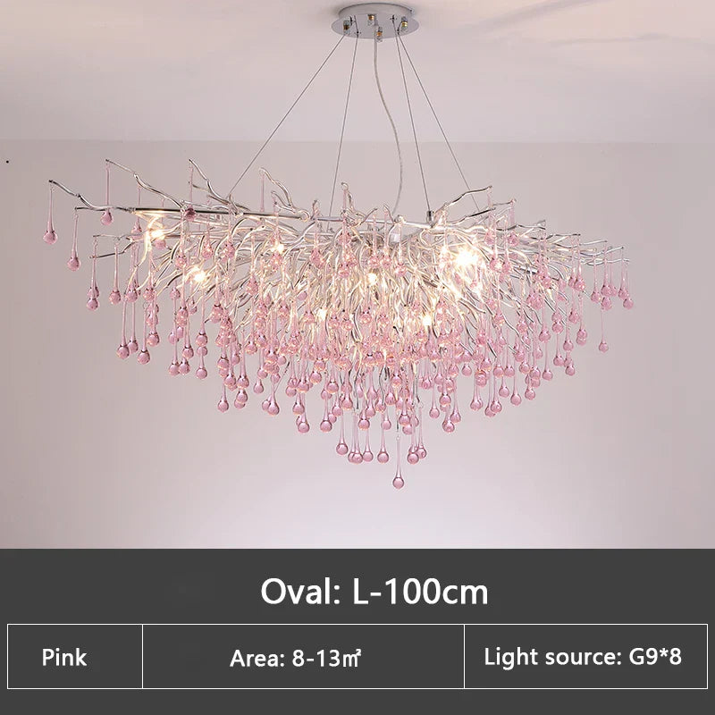 Decorbites™ Kinder-Rosa-Kristall-Kronleuchter: Bunte Chrom-Deckenleuchte für das Mädchenzimmer