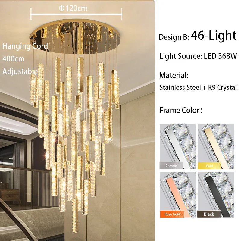 Decorbites™ Große Kristall-Luxus-Lüster für Wohnzimmer Esszimmer Halle Treppenaufsatz