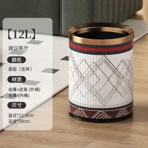 Leather Metal Trash Bin