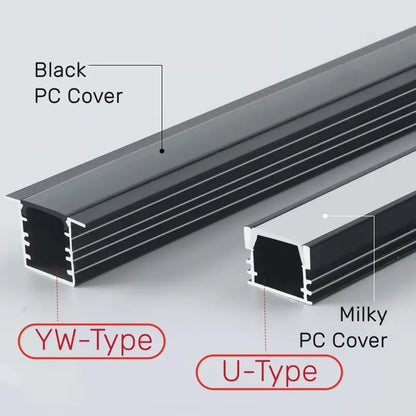 Decorbites™ LED Aluminium-Profil Einbauprofil U/YW-Form Versteckter Kanal Milchglasabdeckung Leuchtenschiene
