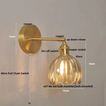 Decorbites™ Loft Bernstein-Glas LED Wandlampe mit Vintage-Drehschalter