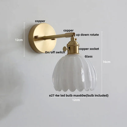 DecorBites™ Glass Copper LED Wall Sconce, Modern Kitchen Dining Room Bedside Lamp Wandlamp
