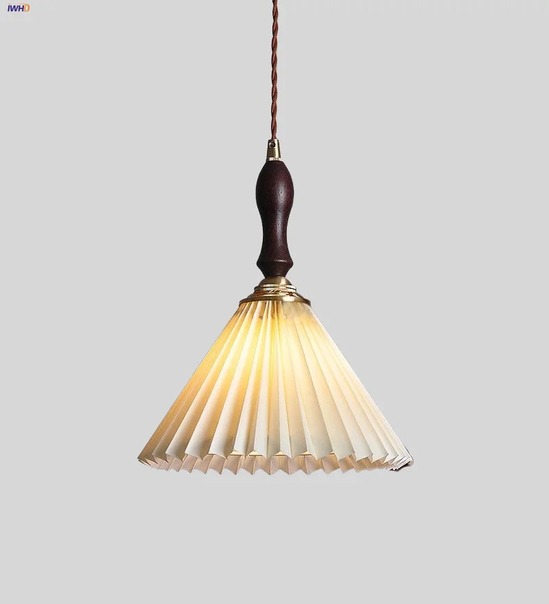 Decorbites™ LED Hängeleuchte aus Walnussholz Japanischer Stil Volant-Stoff Wohnzimmer-Dekoration