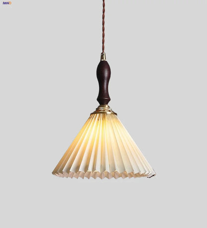Decorbites™ LED Hängeleuchte aus Walnussholz Japanischer Stil Volant-Stoff Wohnzimmer-Dekoration