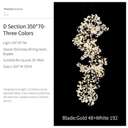 Decorbites™ Ginkgo Biloba Kronleuchter: Elegantes Duplex Wohnzimmer Hotel-Lobby-Pendant-Licht
