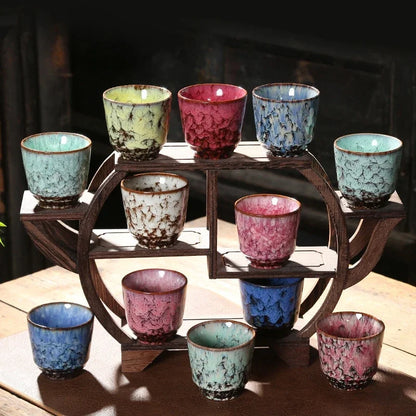 Decorbites™ Japanische Ofenverwandlungs-Keramik-Teebecher Espressotasse Kaffeetasse Töpferei Kung-Fu-Teetasse