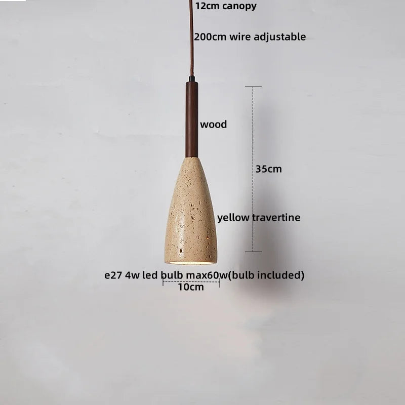 Travertine Globe Pendant Light With White Glass