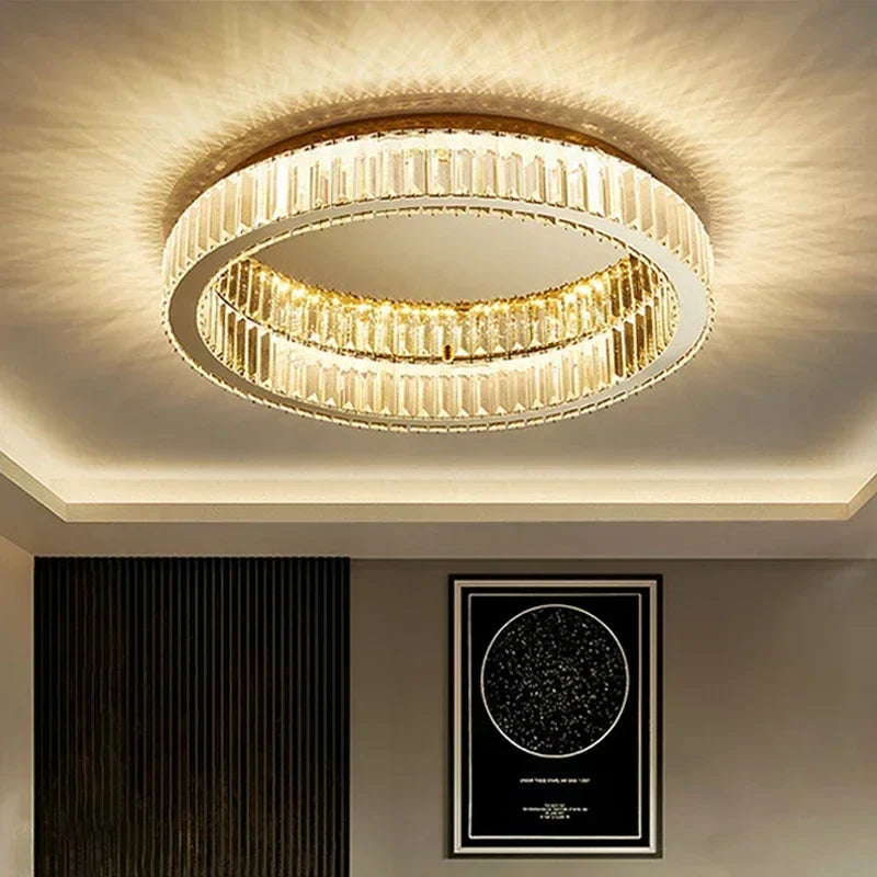 Gold Crystal Ring Ceiling Light