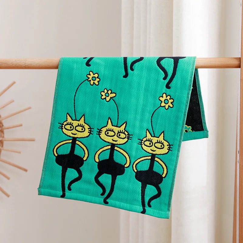Cat Print Face Towels