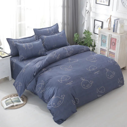 Decorbites™ Geometrisches Blumenmuster-Bettwäsche-Set mit Steppdecke, Bettbezug, Laken und Kissen