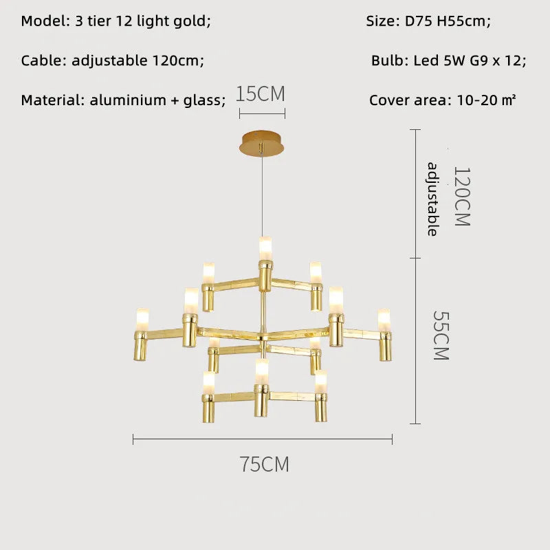 DecorBites™ Crown Major Chandelier: Modern Luxury LED Light for Kitchen, Hotel, Living Room