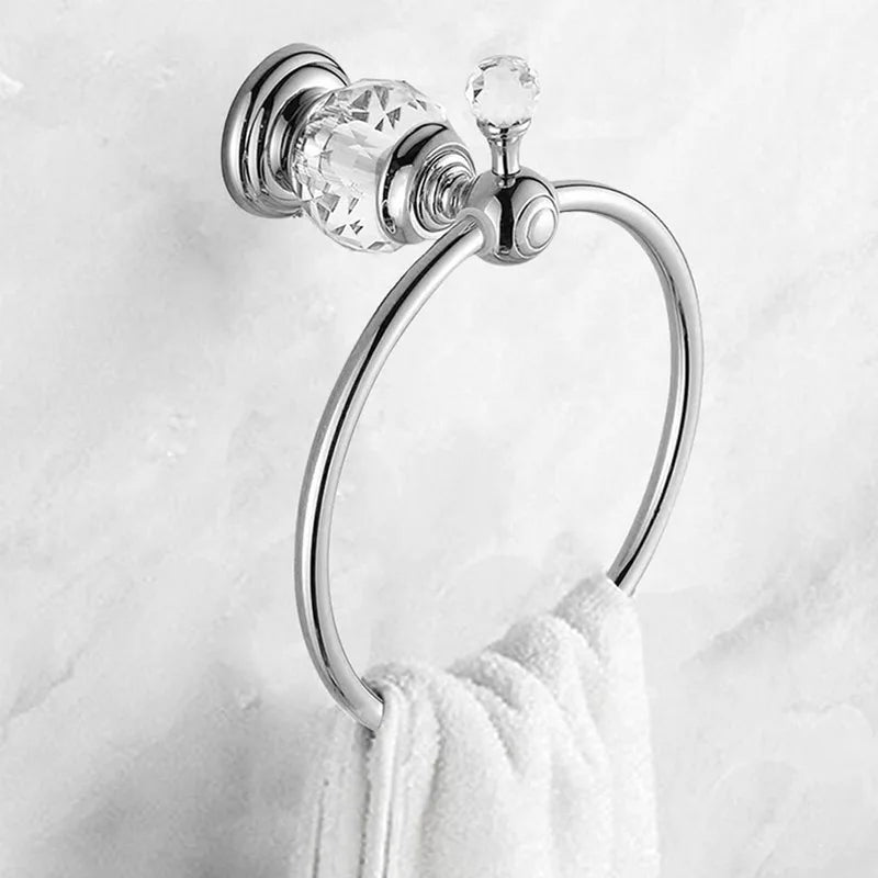 Decorbites™ Kristall-Handtuchhalter: Eleganter Chrom-Handtuchring für das klassische Badezimmer, Wandmontierter Halter