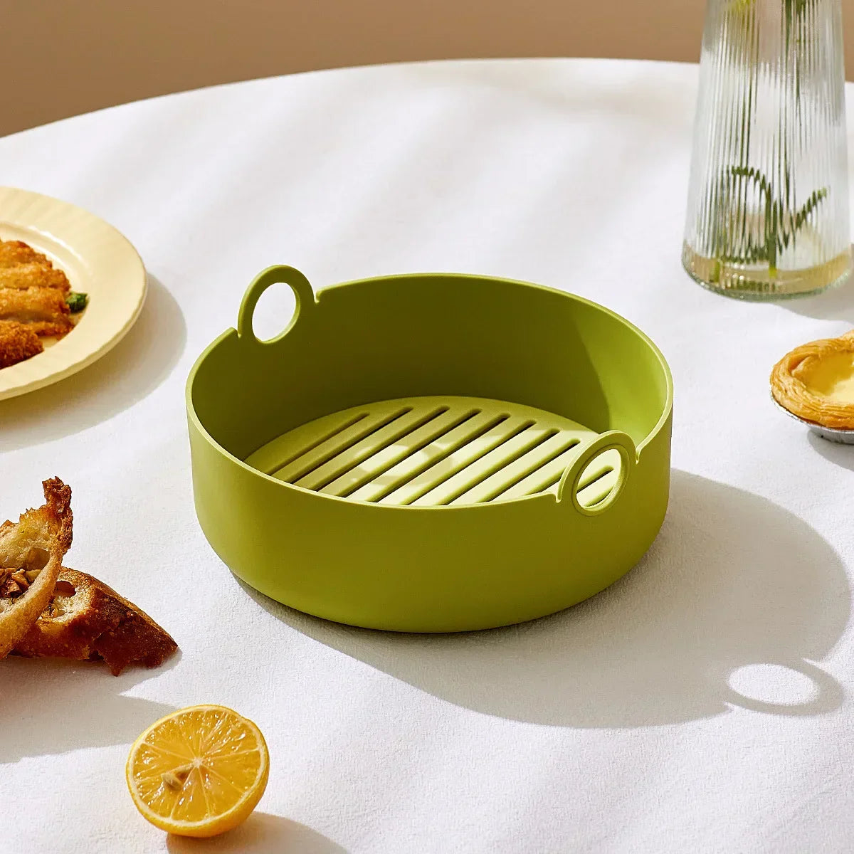 Decorbites™ Heißluftfritteuse-Ofen-Backblech-Hühnerkorb-Matte Silikon-Topf-Grillpfanne