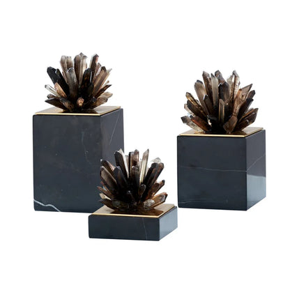 Decorbites™ Achatstein-Kristall-Skulptur Vergoldete Marmor-Dekoration für Wohnzimmer-Schreibtisch