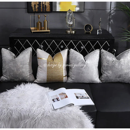 DecorBites™ Frosted Gold Satin Lumbar Pillow Covers - Luxe Sofa Cushion Cases
