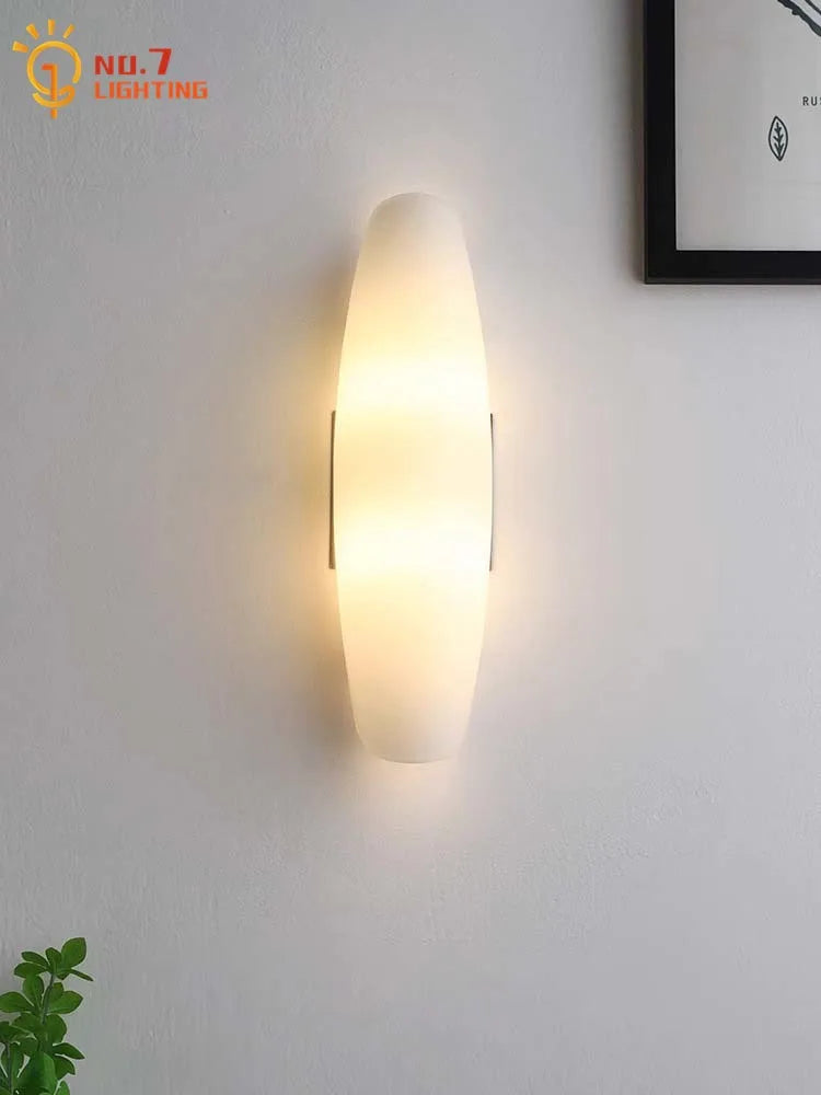 DecorBites™ Cream Glass LED Wall Lamp for Bedroom Living Room Study