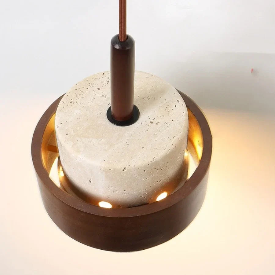 DecorBites™ LED Wood Pendant Light Fixture Wabi Sabi Hang Lamp for Living Room