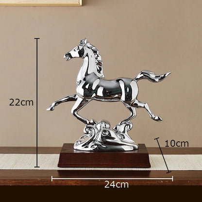 DecorBites™ Golden Horse Mascot Resin Statue Artwork for Aesthetic Room Decor