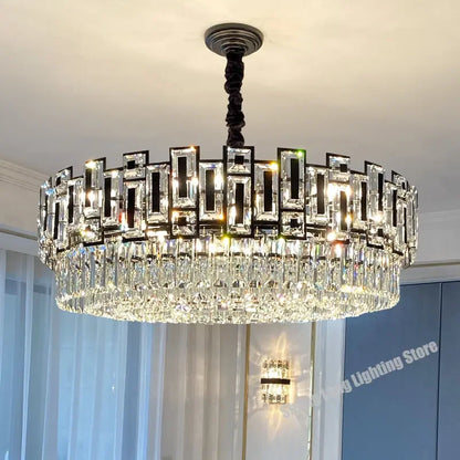 Decorbites™ Schwarze Kristall-LED-Kronleuchter für Wohnzimmer, Esszimmer, Küche, Schlafzimmer