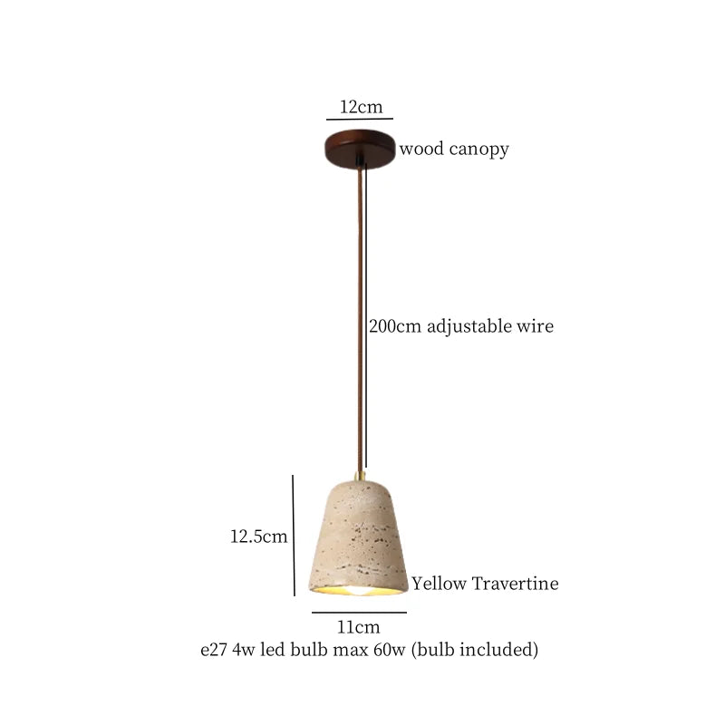 Yellow Travertine Pendant Lamp Polished Copper