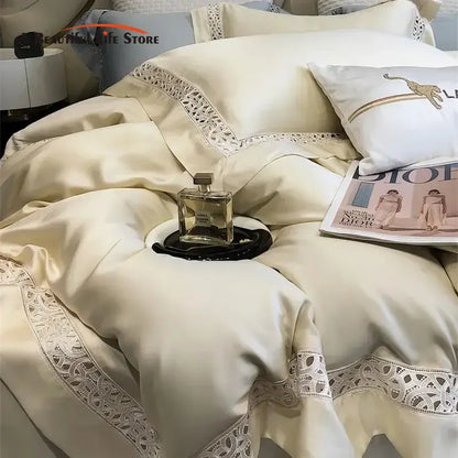 Decorbites™ Eukalyptusfaser-Hohlgewebe-Bettwäsche-Set mit breitem Rand – Weich, seidenweich und atmungsaktiv