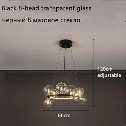 DecorBites™ Glass Ball LED Chandelier: Modern Nordic Style for Living, Dining, Kitchen, Study