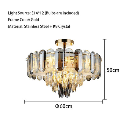DecorBites™ Crystal LED Ceiling Chandelier | Modern Luxury Lustres Pendant Light Fixture