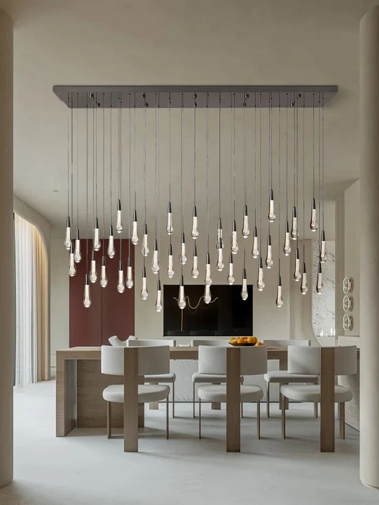 DecorBites™ Crystal Water-drop Chandelier Light Fixture - Luxury Stairwell Decor