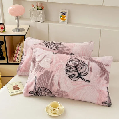 DecorBites™ Cozy Winter Plush Pillowcase: Nordic Printed Milk Velvet Soft Home Decor