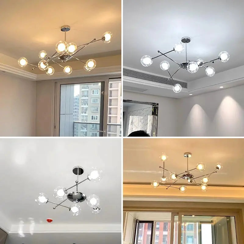Decorbites™ Glas-Kugeln-LED-Kronleuchter Chrom-Hängeleuchte für die Hausdekoration